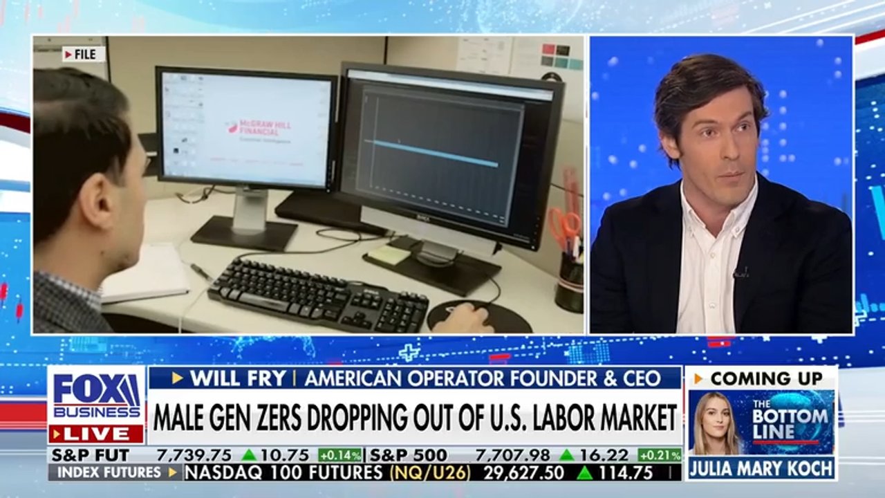 William Fry, at right, speaking during a television interview, identified as American Operator founder and CEO.