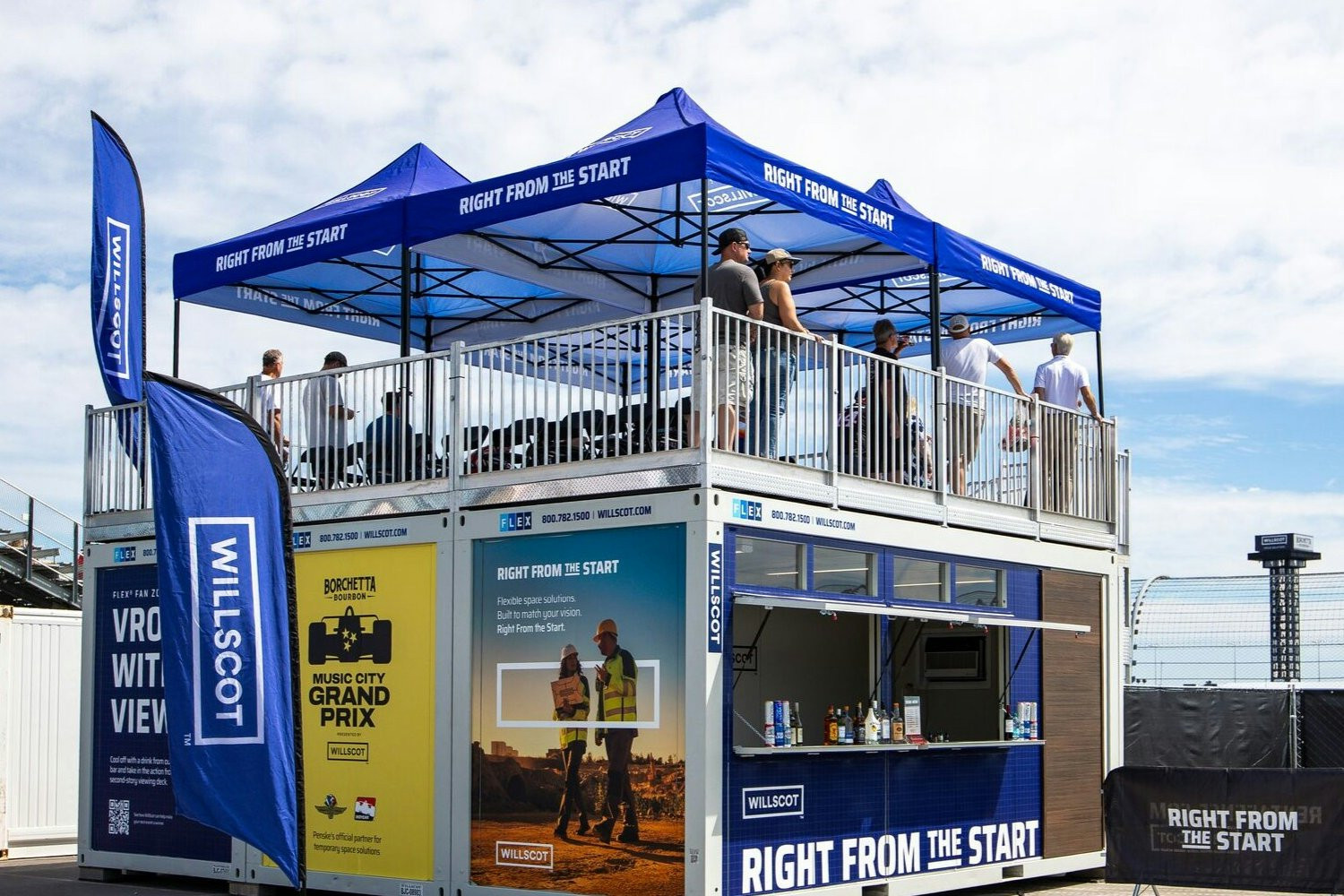 WillScot FLEX event building with a rooftop viewing deck at Nashville’s Music City Grand Prix
