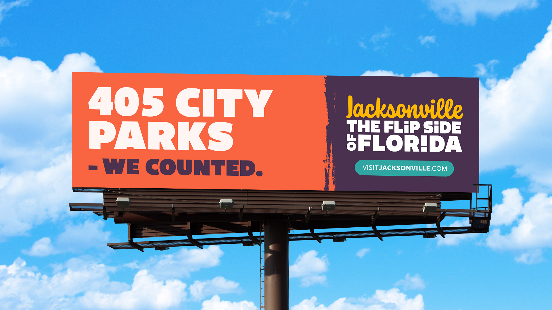Colorful creative from Wingard's Flip Side of Florida campaign for Visit Jacksonville