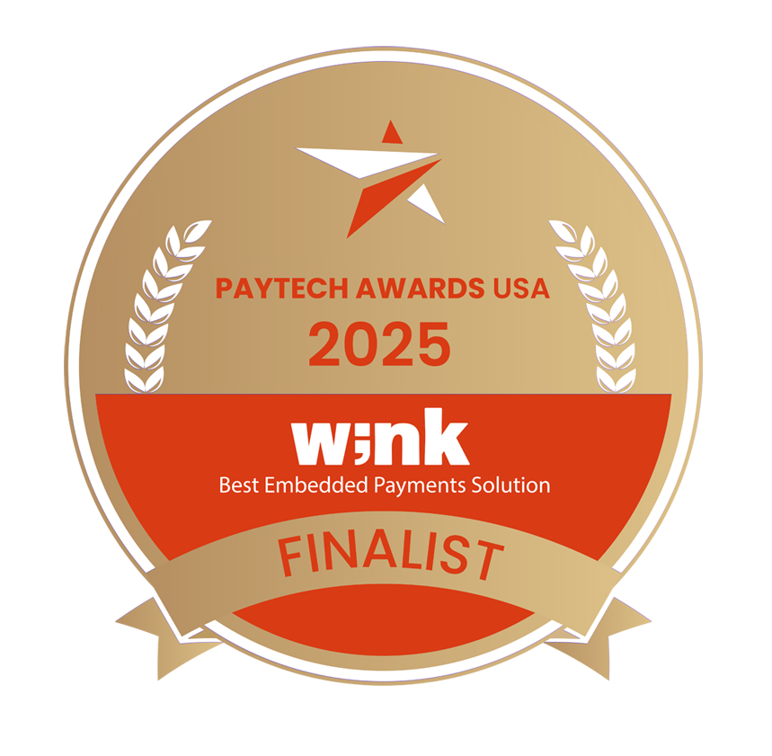 PayTech Awards USA 2025 finalist badge for Wink