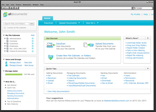 Archived All Documents interface with file cabinets, scanning and upload actions