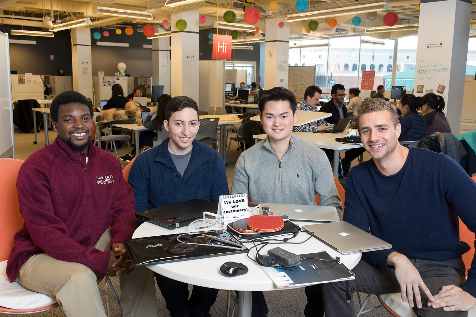 Members of the early Evisort team working together at Harvard Innovation Lab