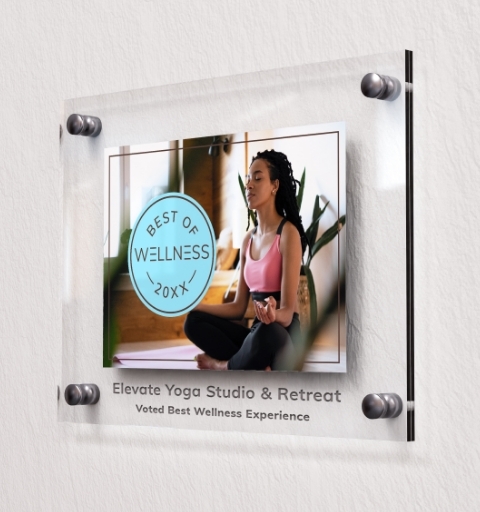 Wright’s Media example of an acrylic wellness award display mounted on a wall