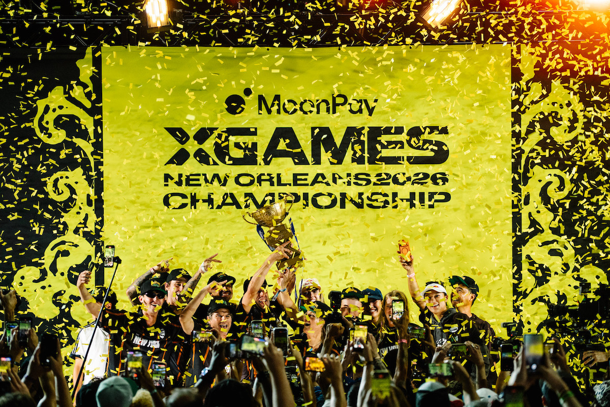 XC New York celebrates its first X Games League championship beneath a shower of yellow confetti.