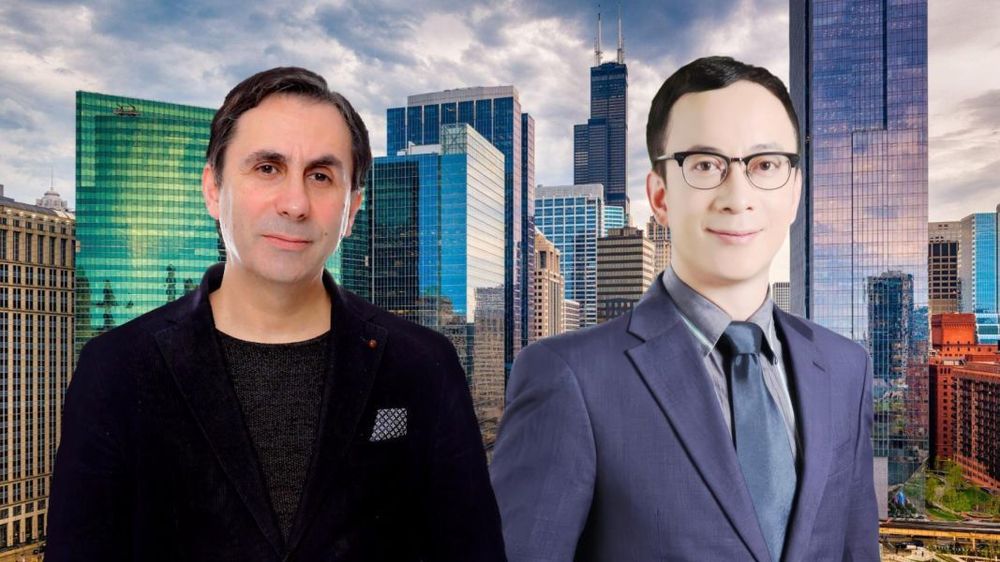 Published interview artwork showing Dinis Guarda on the left and Xiaochen Zhang on the right