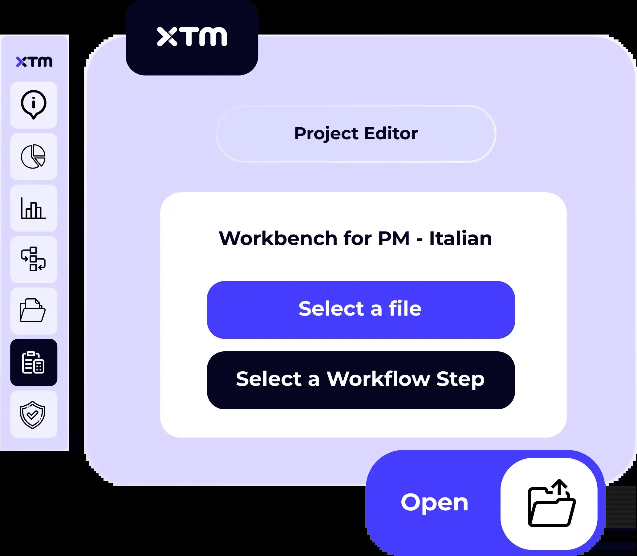 XTM Cloud project editor showing an enterprise localization workflow