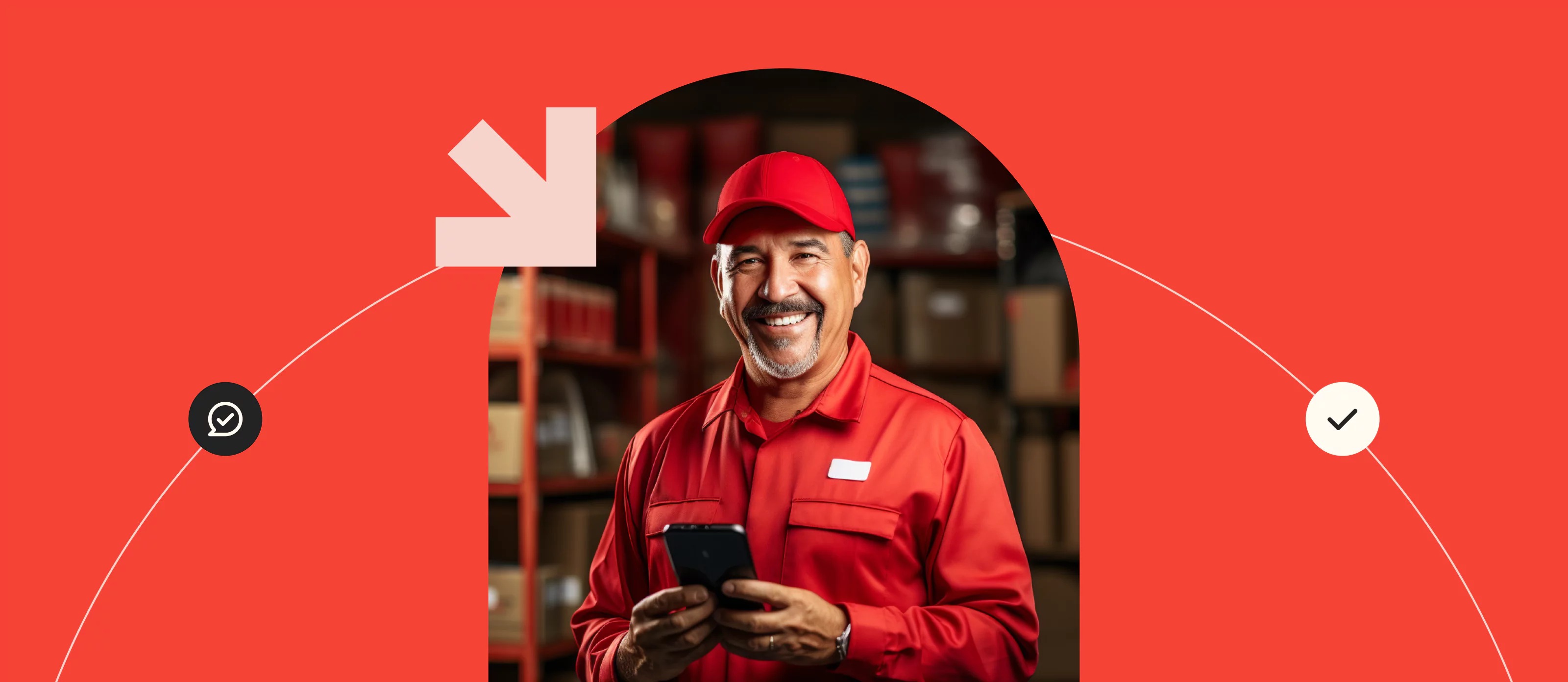 Yalo promotional illustration of a small retailer holding a phone