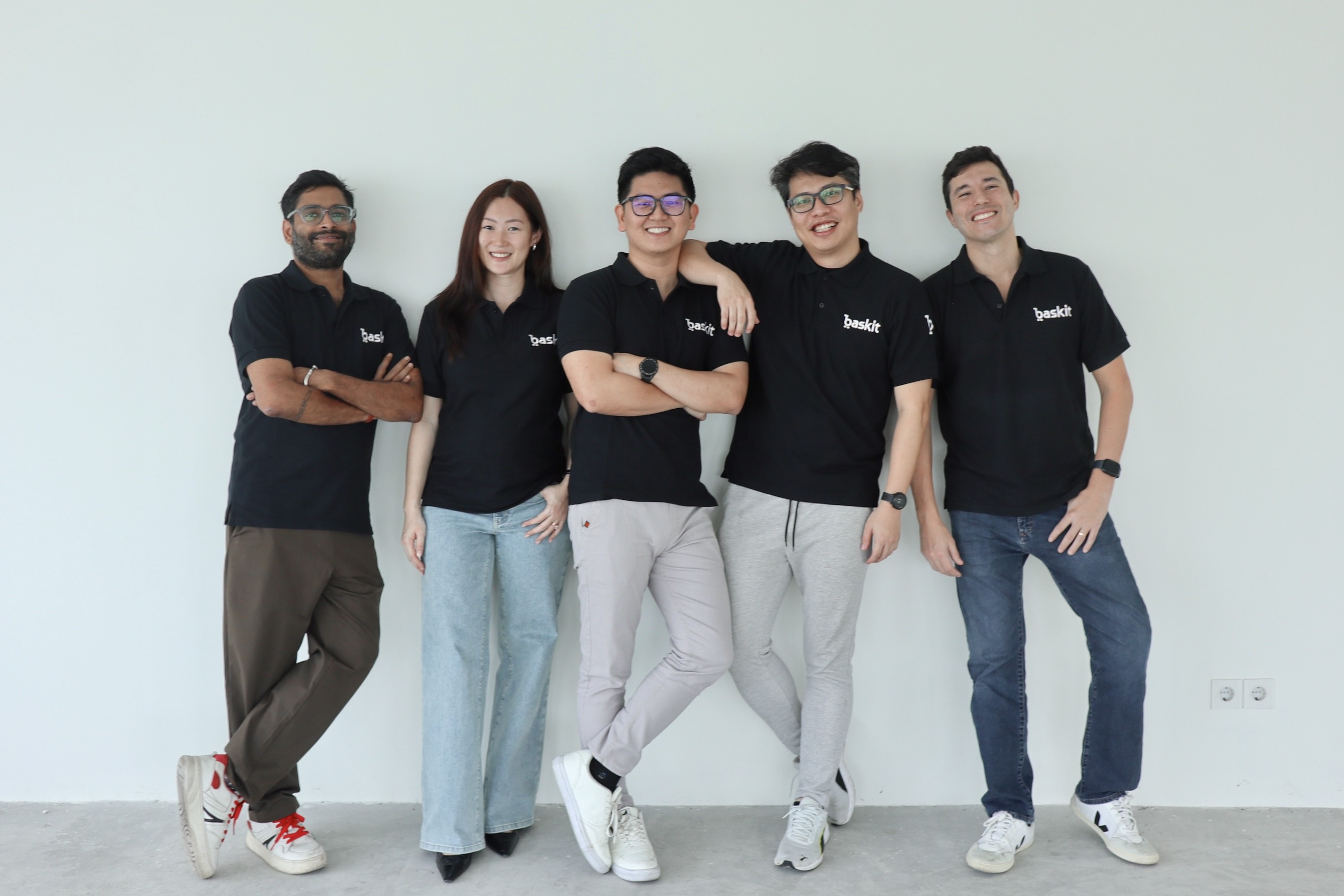 Five members of Baskit’s leadership team, with Yann Schuermans at the right