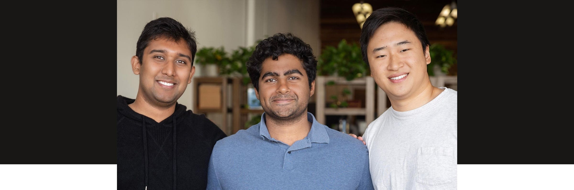 Applied Compute co-founders Rhythm Garg, Yash Patil and Linden Li standing together