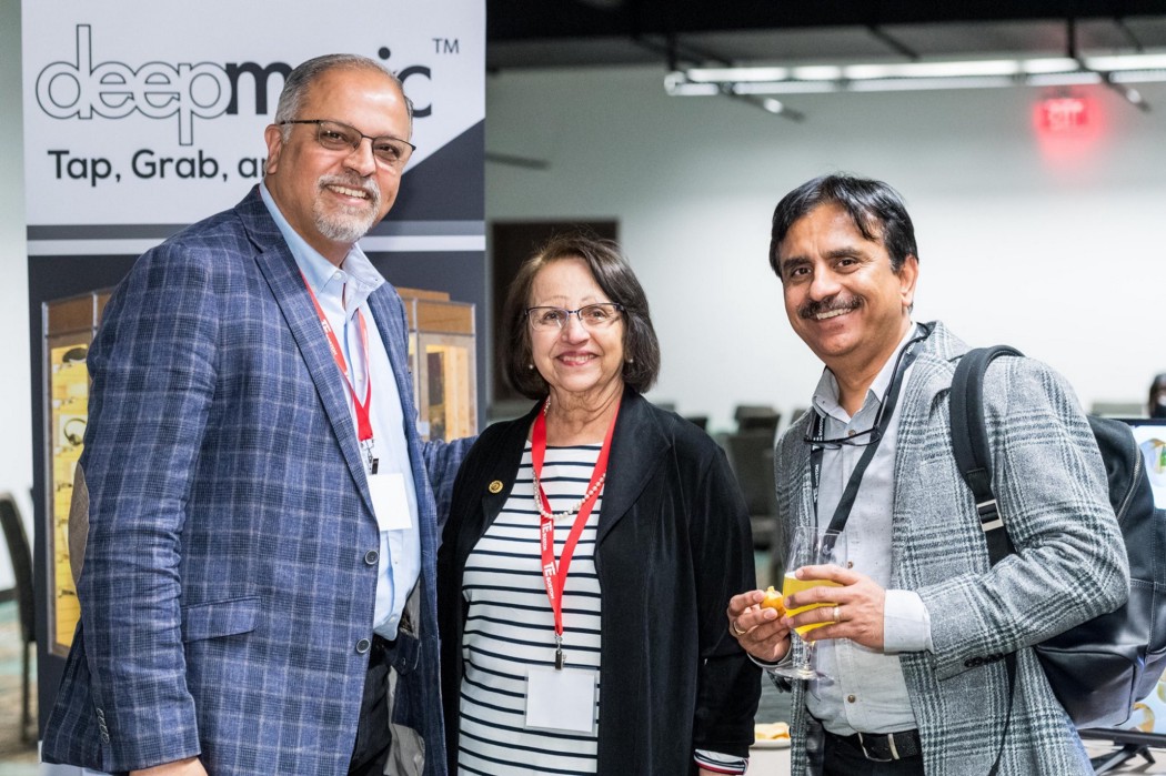 Yash Shah, on the right, with fellow attendees at the TiECON East expo