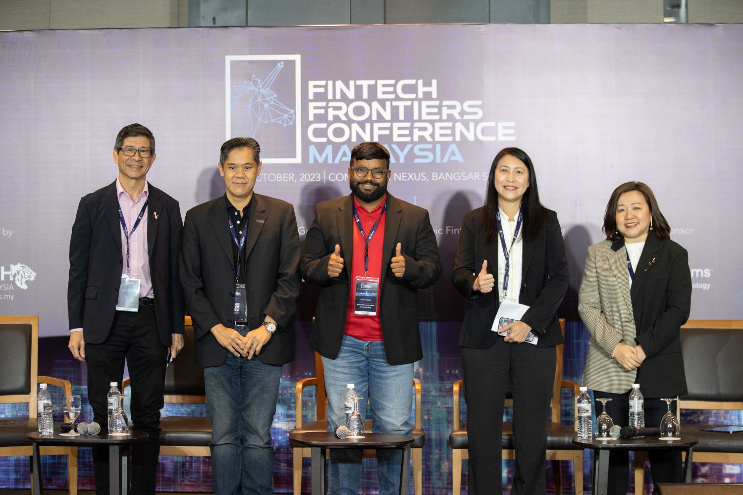 Yen Ming Lee, second from left, with fellow panellists at the 2023 Fintech Frontiers Conference