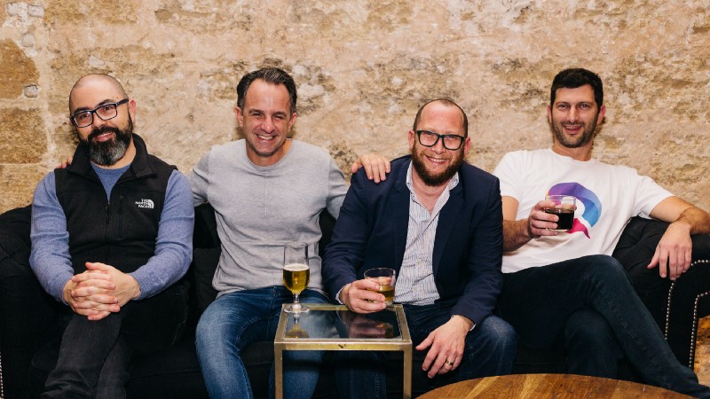 Vadim Solovey, Avi Zloof, Yoav Toussia-Cohen and Ido Volff seated together at the superQuery acquisition announcement