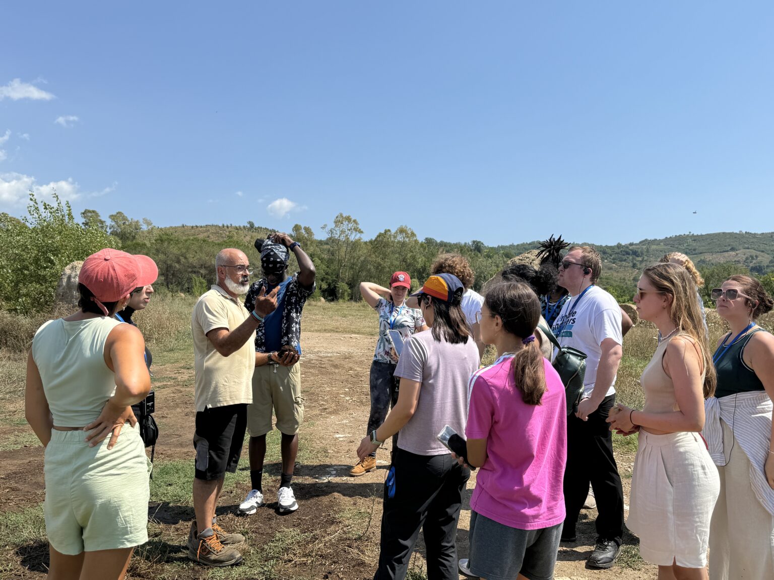 Participants on an outdoor learning visit during the July 2025 GRAINS programs in Pollica