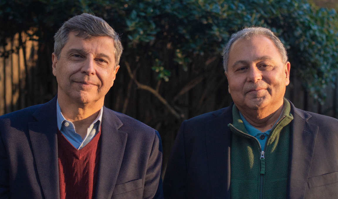 Yousef Javadi on the left, standing outdoors beside LTN co-founder Malik Khan