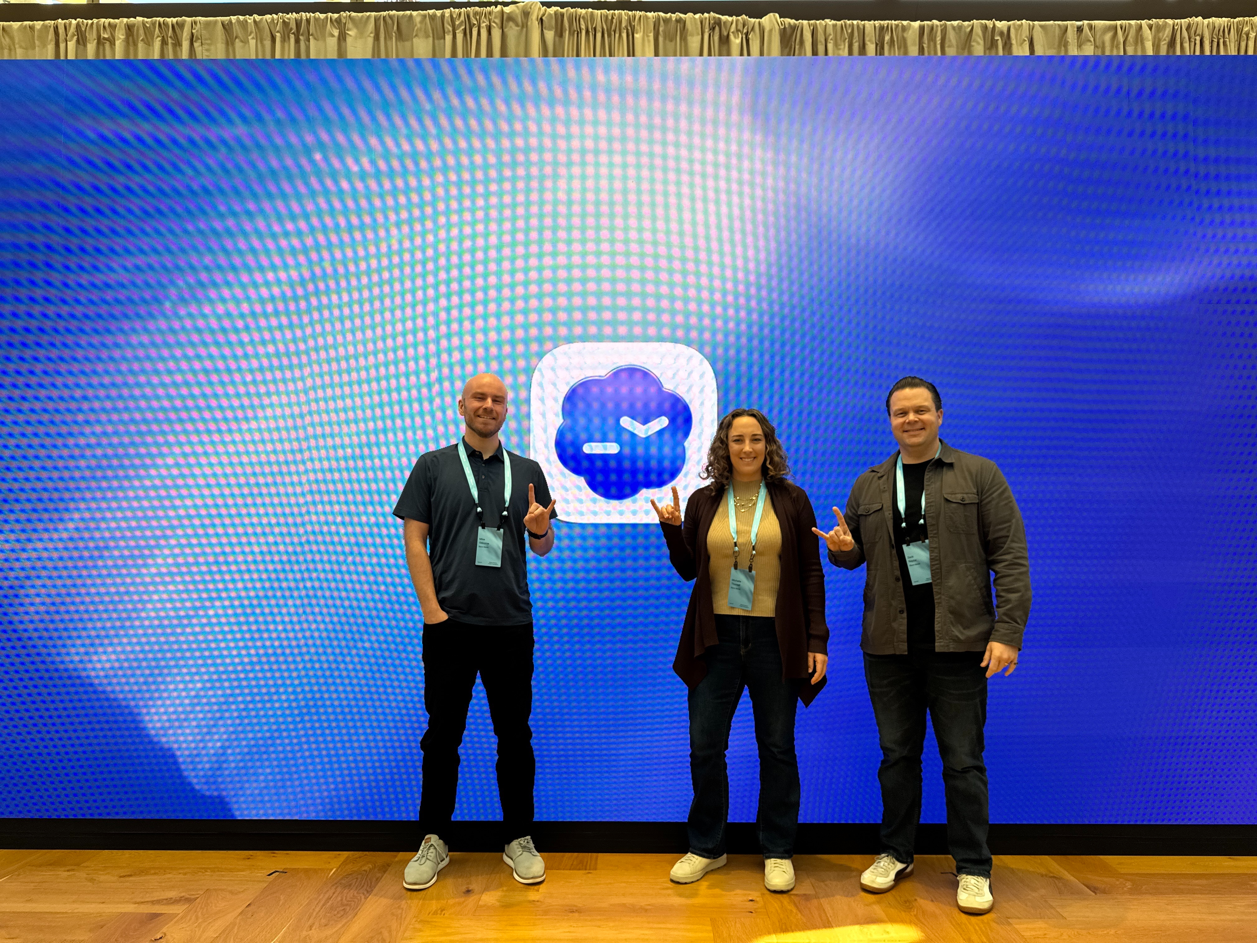 Blank Metal's three-person team at the Global Codex Hackathon, with Zack Naylor on the right