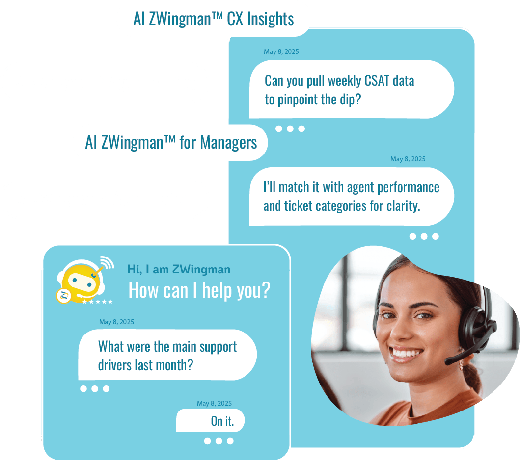 Official ZWingman graphic showing its AI chat assistance interface