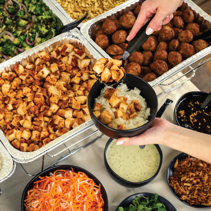 Zao catering food arranged for a group meal
