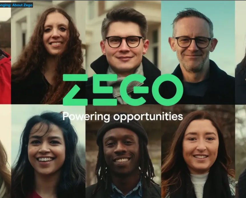 Six portraits in Zego’s green-branded campaign collage used for its 2021 funding announcement