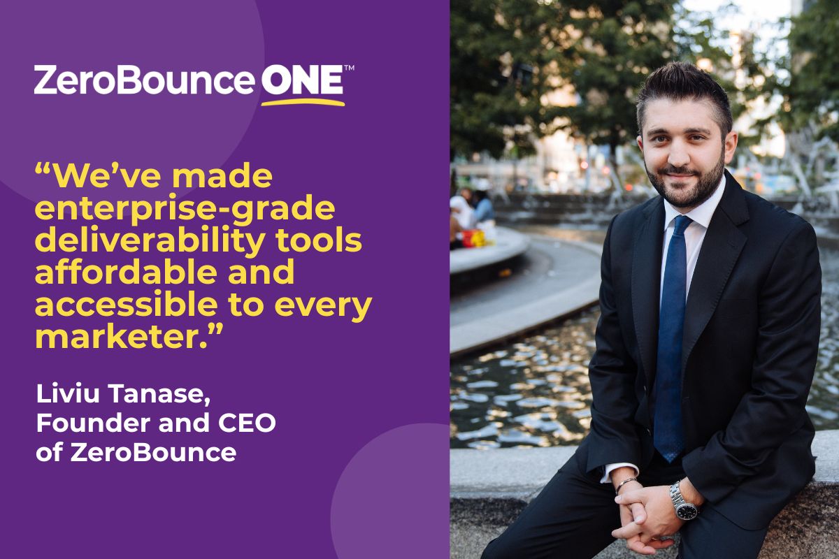 ZeroBounce founder and CEO Liviu Tanase seated for a company portrait