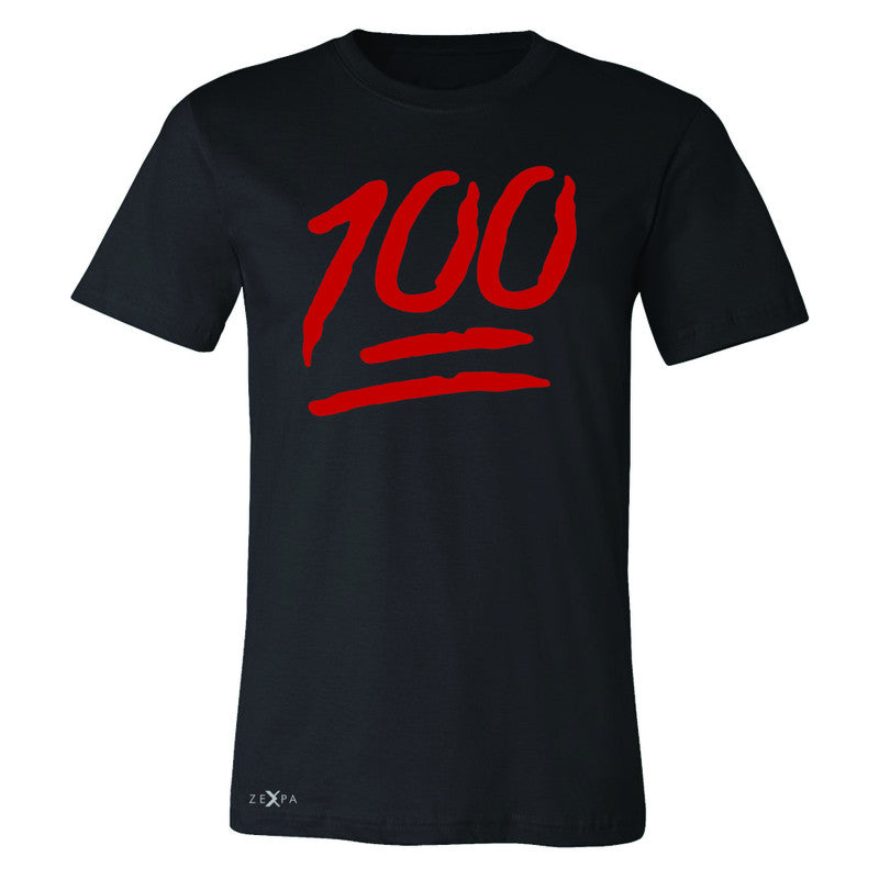 Black Zexpa graphic T-shirt with a large red 100 emoji on the chest