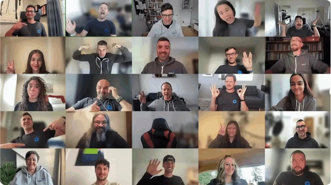 Members of the Zight team arranged in a video-call grid