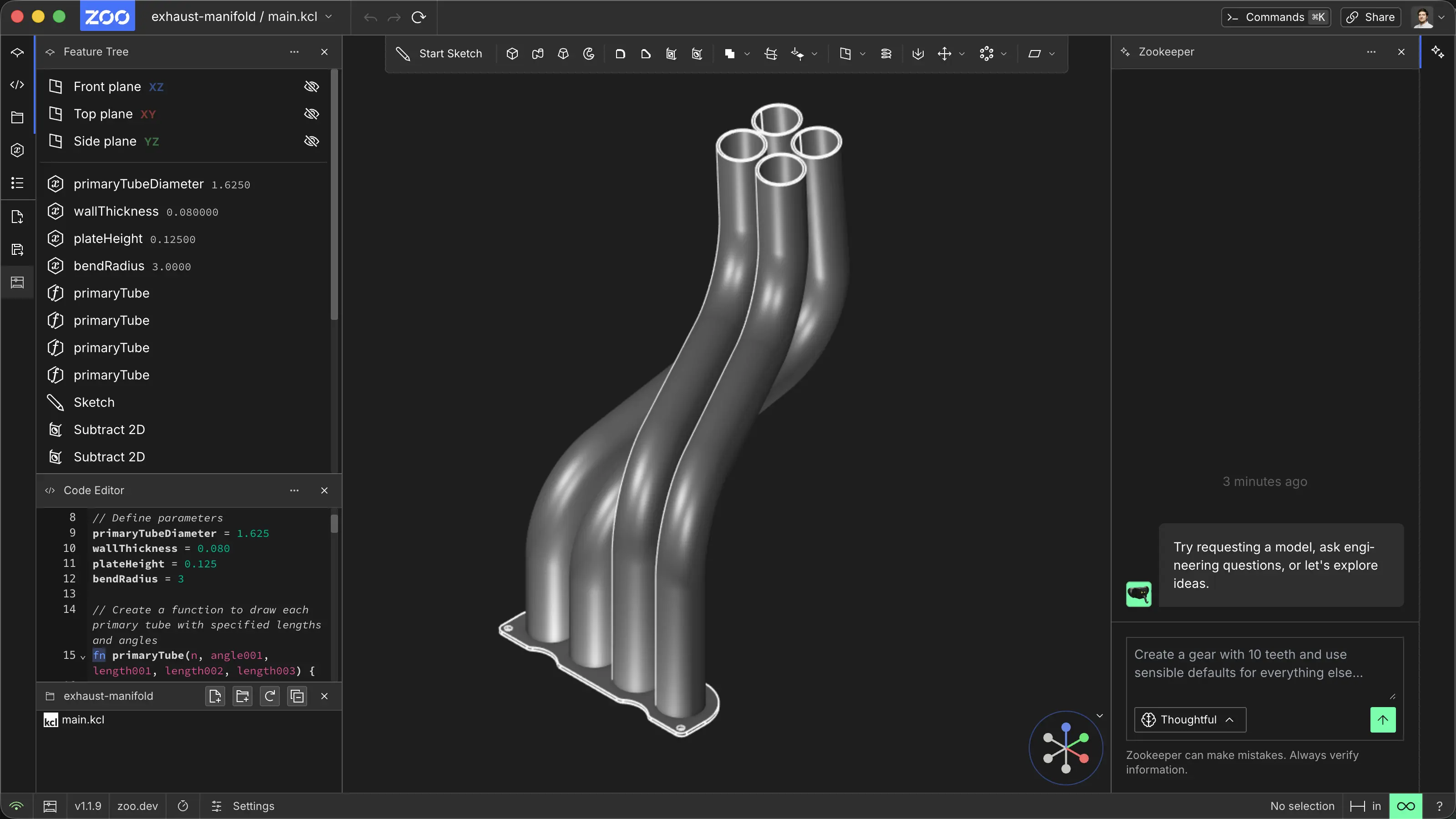 Zoo Design Studio interface displaying a three-dimensional CAD model